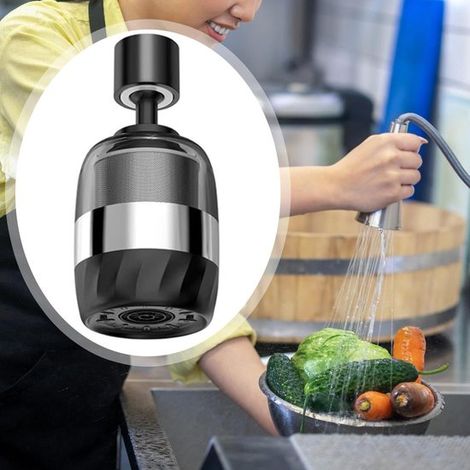 Grifo giratorio extraíble de repuesto para ahorrar agua, fácil de instalar, rosca de 1/2" para fregadero de cocina doméstico, color negro (1/5)
