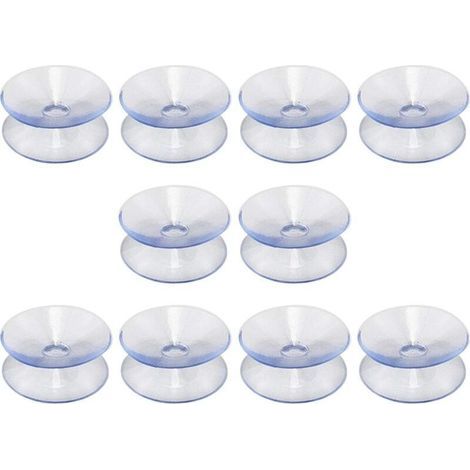 Lot de 10 ventouses double face en caoutchouc de silicone pour dessus de table - Ventouse transparente sans crochets - Compatible avec plateau en verre - Taille : 35 mm (1/4)