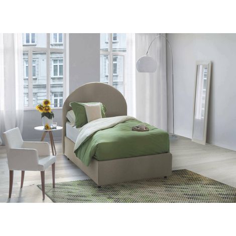 Lit Simple Cirilla, Matelas Inclus, Fabriqué en Italie, Gris Taupe (1/2)