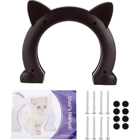 Passage pour chat en forme d’oreille avec motif écaille en ABS, dimensions 22,5 × 26,5 cm, fixation par vis pour portes intérieures (1/5)