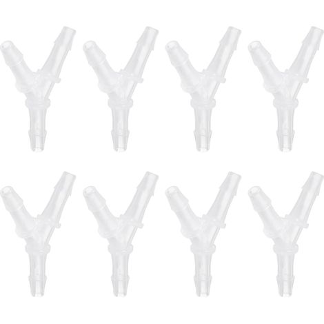 8Pcs Raccord De Tuyau À Barbe en Plastique, 3/16" x 3/16" Y Shape Tee Raccord De Tuyau À Barbe Raccordeur Réparateur Adaptateur pour De Tube De Liquide De d'eau, Transparent (1/5)