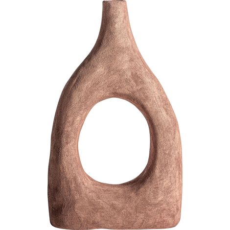 Vase contemporain en céramique brune forme irrégulière élégante - Brun chocolat mat contemporain (1/2)