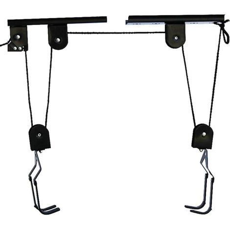Sollevatore per biciclette, fino a 20 kg, per soffitto con cavo, garage e cantina, portabici da soffitto, nero