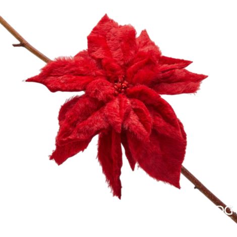 Stella di Natale "Furry" rosso con clip per decorazioni natralizie, diametro di 25 cm (1/4)