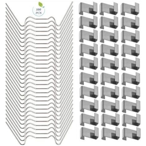 100 PCS Glass Greenhouse Clips, Stainless Steel Greenhouse Window Clips Greenhouse Accessory(50 PCS 304 Stainless Steel Wire Clips W, 50 PCS Stainless Steel Overlap (1/4)