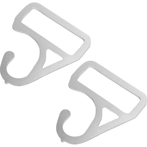 Lot de 2 ouvre-portes multifonctionnels sans contact avec crochet pour poignée de bus et barres de métro (argenté) (1/5)