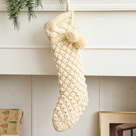 Chaussette De Noël - En Laine Tricotée - 46 Cm - Décoration De Cheminée Et Arbre De Noël - 1 Pièce (1/4)