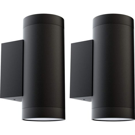 2 pcs Applique Murale Exterieur GU10 Aluminium Up/Down Eclairage Exterieur, IP65 Étanche Lampe Murale Exterieur pour Jardin Couloir Entrée Patio, Ampoule non Incluse, Noir (1/5)