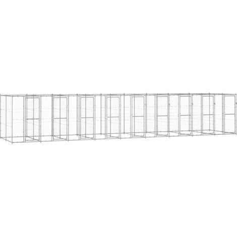 Chenil extérieur cage enclos parc animaux chien extérieur acier galvanisé 21,78 m²