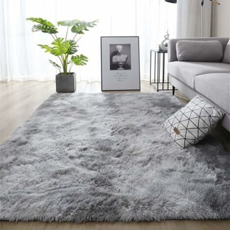 Tapis moelleux 120x200 cm – Poils longs 4 cm – Antidérapant – Pour chambre d'enfants et animaux – Gris clair (1/4)