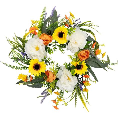 Guirnalda de Pascua ligera y colorida: peonías artificiales, guirnalda floral de primavera/verano. (1/4)