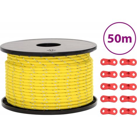 vidaXL Cuerda de vientos con tiras reflectantes y tensores 50 m 5 mm (1/5)