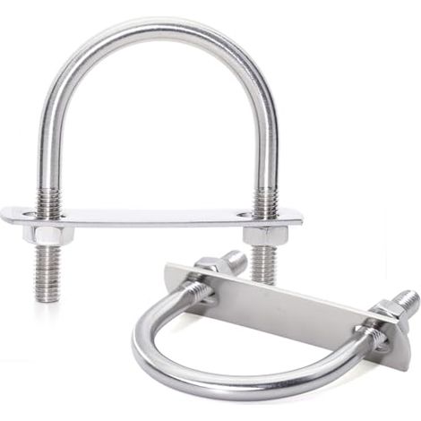 M8 Boulons en U 42mm Innenbreite, Bride de Fixation, Ronds Bolts avec Écrou Plaques Rondelle, Convient pour la fixation tuyaux x 2 Ensembles - M842mm (1/5)