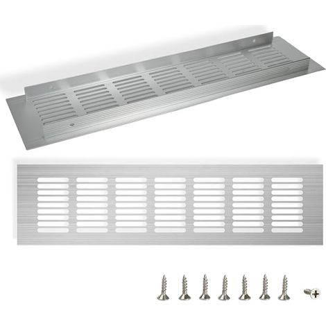 2 Pack Rectangular Aluminum Air Vent Grille - Air Vent Grills for Cupboards, Bathrooms and Kitchens, 30x8cm White (1/5)