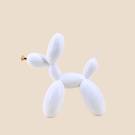 Chien ballon résine blanche 24cm (1/4)