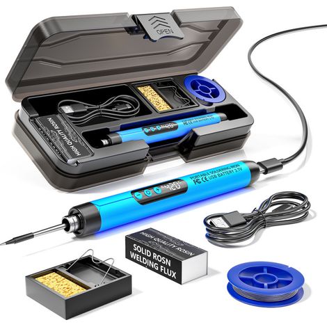 Fer à Souder Sans Fil,Température Réglable 200-420°C avec écran LCD,Recharge USB Electronique de Precision avec,Soudure et DIY,Portable d'extérieur.3 (1/5)