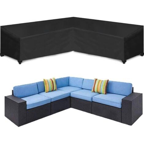 Housse de canapé d'angle - 215x215x87 cm - noir - Housse de canapé de jardin - Housse de mobilier de jardin - Imperméable - Anti-poussière - Résistante aux UV (1/5)