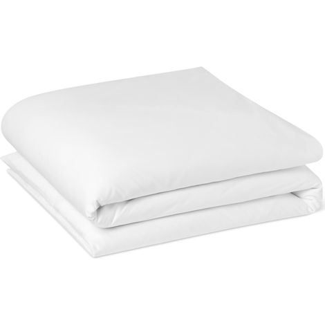 Housse de Couette, 100% Coton Satin 400 Fils, Extra-Doux avec Boutons-Pression, 135 x 200 cm, Blanc (1/5)