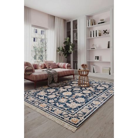 Tapis persan Aryana  - 150x100cm, Rectangular - 100% Acrylique - Tissé - Bleu