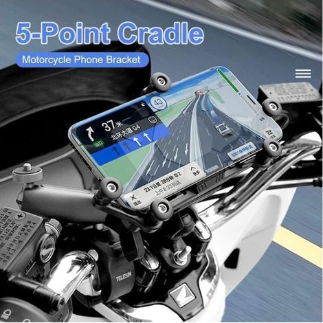 Support de téléphone universel pour moto avec amortisseur de chocs, réglable à 360 ° pour 4.7-7.1 pouces iPhone 15 13 14 Pro Max[05] (1/4)