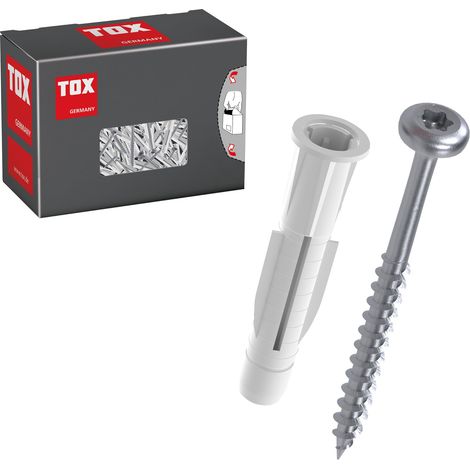 Cheville universelle TRIKA 6/36 + S, cheville+vis tête cylindrique, montage facile, anti-rotation, capuchon protecteur, 30 pcs/boîte, réf. 01119184 (1/5)