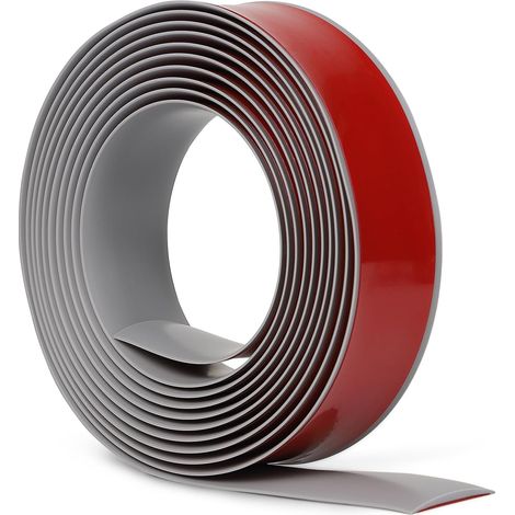 Barre de Seuil de Porte Adhesif 4M, Barre de Seuil 4CM de Large, Bande de Transition Sol en PVC 3,5MM de Haut pour Sols, Portes, Fenêtres (Gris) (1/5)
