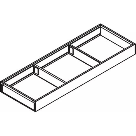 Accessoires AMBIA-LINE design acier hauteurs M et K - BLUM - Cadre tiroir large - haut. 50 x larg. 200 mm - livré avec 2 séparateurs - Longueur 600 mm. - Gris indium mat