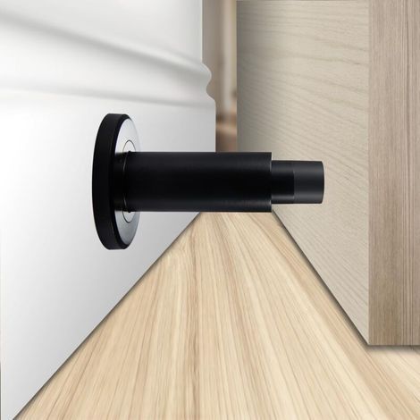 Butée de porte - Pour le bas des portes - Butée de porte anti-effraction en acier inoxydable 304 avec amortisseur en caoutchouc (noir) (1/4)