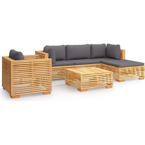 Maison Exclusive - Set Divani da Giardino 6 pz con Cuscini Legno Massello di Teak (1/5)