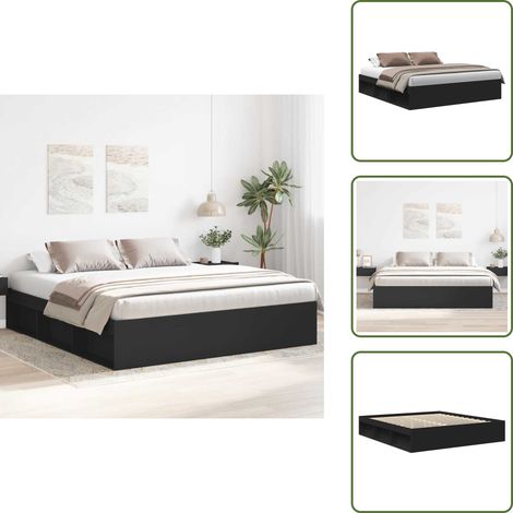 Bettgestell Schwarz 180x200 cm - Betten - Doppelbett - Massivholzbette - Holzbetten - Schwarzes Bett (1/5)