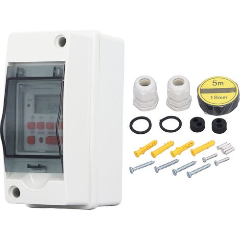 Decdeal Zeitschaltuhr 7 Tage 28 Ein-Aus-Zeitpläne Programmierbares LCD-Display Digital mit wasserdichter Box AC85-265V