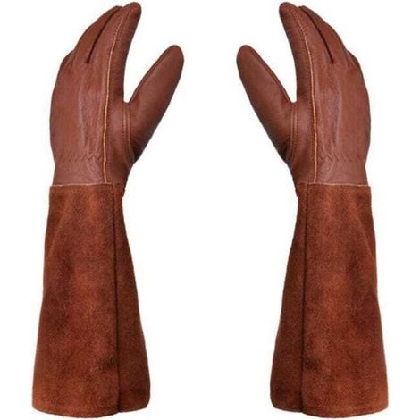 Unisex Gardening Gloves - Pair of Gardening Gloves - Leather Protection - Gardening Gloves for Thorns and Brambles and Work Gloves - Brown - Medium (1/4)