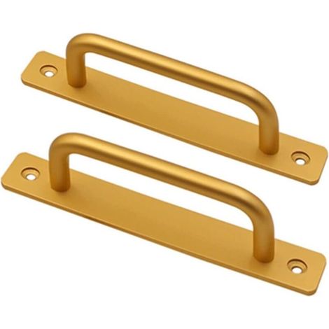 Lot de 2 poignées de porte coulissante en aluminium pour grange - Poignées de porte d'armoire et de tiroir - Doré - 160 mm (1/4)