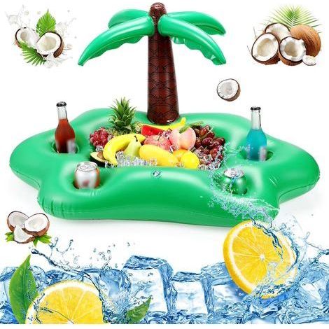 2-in-1 aufblasbarer Getränkehalter und schwimmendes Tablett – 8 Löcher – Großes Fassungsvermögen – Aufblasbarer Pool-Getränkehalter – Schwimmender Getränkehalter (1/5)