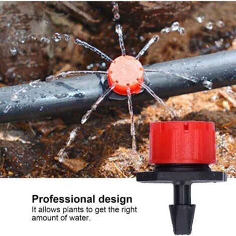 Sistema di irrigazione a goccia regolabile, sistema di irrigazione automatico, tubo gocciolante, microirrigatori, gocciolatori a emettitore (100 pezzi) (1/4)