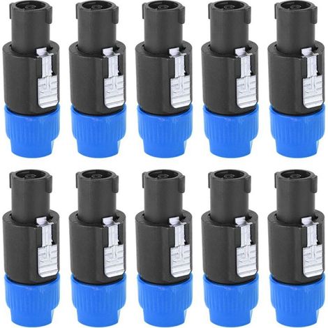 Connecteur de haut-parleur audio 10pcs C NL4FC Connecteur de câble de bougie Speakon (bleu) étanche à 4 broches (bleu)-Crezuo (1/4)