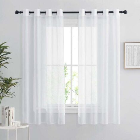 White sheer curtains Interior decoration 2pcs 132x160cm, organza, eyelets Household (bedroom/kitchen) (1/4)