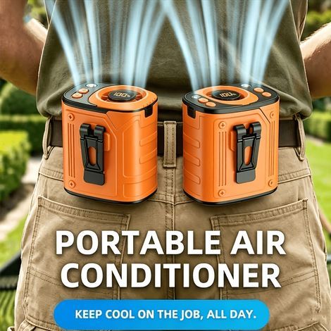 Lot de 2 Ventilateurs Portables 3 en 1, Ventilateurs Tour de Cou pour Camping et Travail(Orange) (1/5)