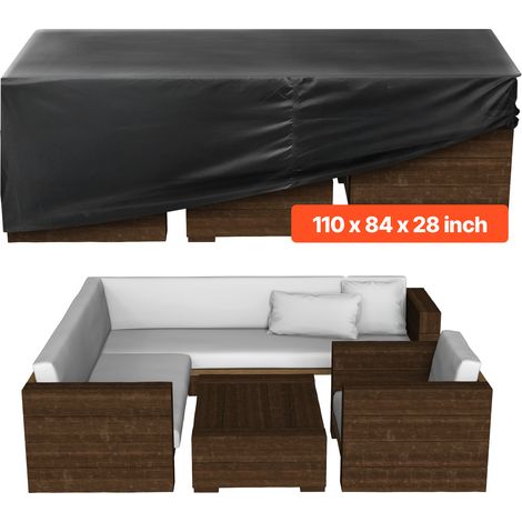 VEVOR Copertura Rettangolare per Mobili da Giardino da 279 x 213 x 71 cm Grande Copertura Impermeabile per Tavolo e Sedie da Pranzo da Esterno 420D, con Presa deAria per Tutte Stagioni, Nero