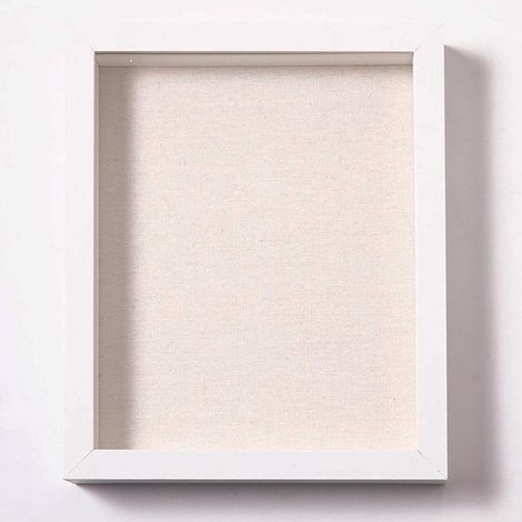 3D Cadre Boîte avec Planche en Toile 20x25cm Cadre Profond Vitre en Verre pour Médailles, Billets et Photos (Blanc) (1/5)