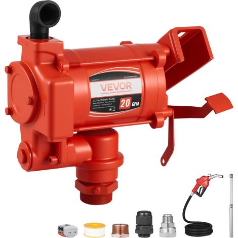 Pompe Transfert Carburant 230 V CA Pompe Transfert Diesel Électrique 76 L/min, avec Pistolet Carburant Arrêt Automatique, Tuyau de Refoulement, pour Essence, Kérosène, Biodiesel, Mélange Éthanol (1/5)