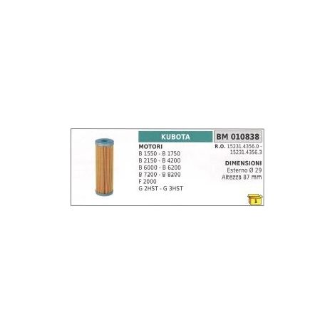 Dieselfilter KUBOTA B1550 - B2150 - F2000 - B6200 - B8200 Rasentraktor