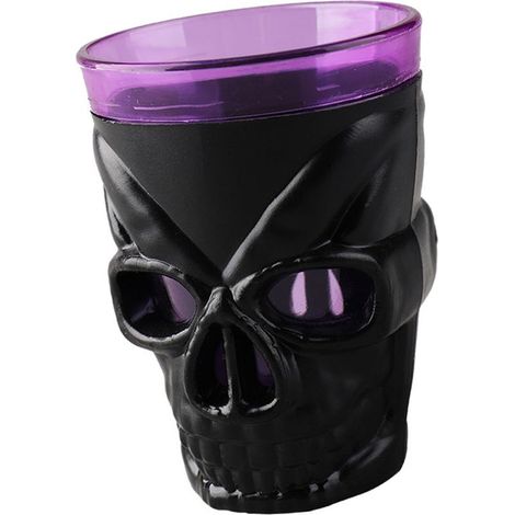 Verre à vin en forme de crâne d'Halloween, lampe bougie sans flamme, accessoire d'ambiance, verre à vin effrayant en forme de crâne, ornement lumineux électronique noir (1/5)