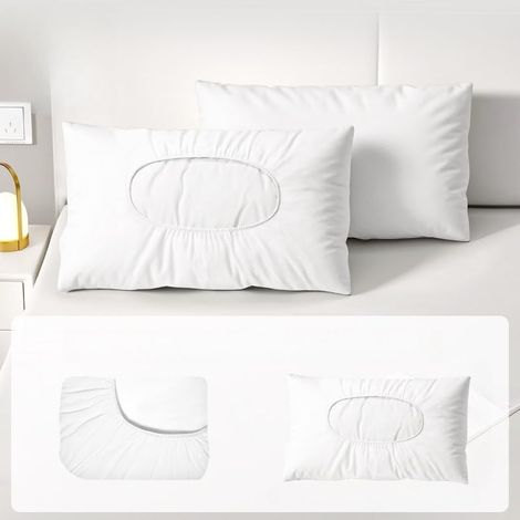 2Pcs Housses de coussin imperméables avec cordon de serrage pour voyage, literie à usage unique, pour hôtel, train, camping (blanc) (1/5)