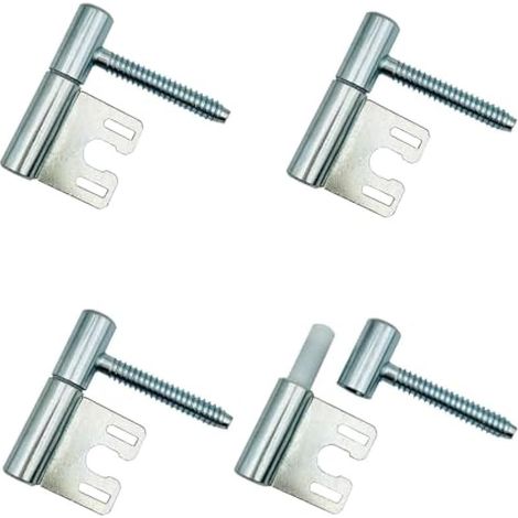CYRILL –Charnières Ø 13,5x63mm pour Cadres en Acier avec Plaque Paumelles Percée Charnières Amovibles pour Portes Intérieures et en Bois à Feuillure 4 Pièces (1/5)