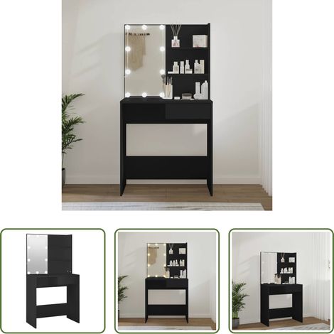 LED-Leuchten - Schminktisch mit LED-Leuchten Schwarz 74,5x40x141 cm (1/5)