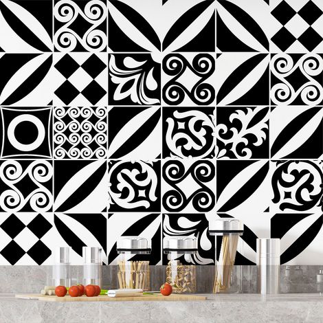 Stickers carrelage - Motif carreaux de ciment - 36 Stickers 20x20 cm - Adhésif MAT (1/3)