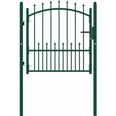 vidaXL Puerta de valla EMMEN con pinchos de acero, 104x97 cm, verde (1/2)