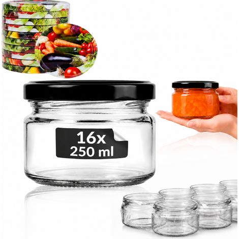 Barattoli per conserve, miele, marmellata, confettura con coperchio, 250 ml, 16 pezzi (1/5)