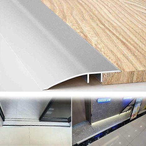 Barre de seuil de transition en aluminium pour sols irréguliers, conception antidérapante durable sans perçage (argent) (1/5)